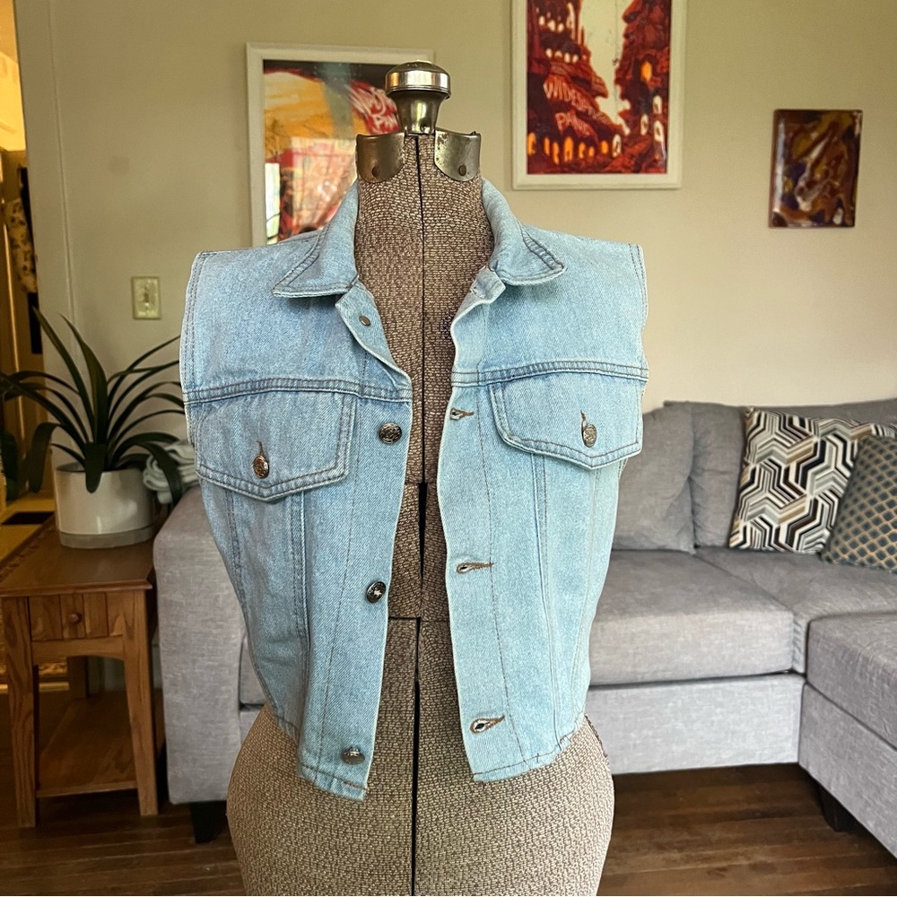 MDM DESIGNS - VINTAGE JEAN VEST - MEDIUM